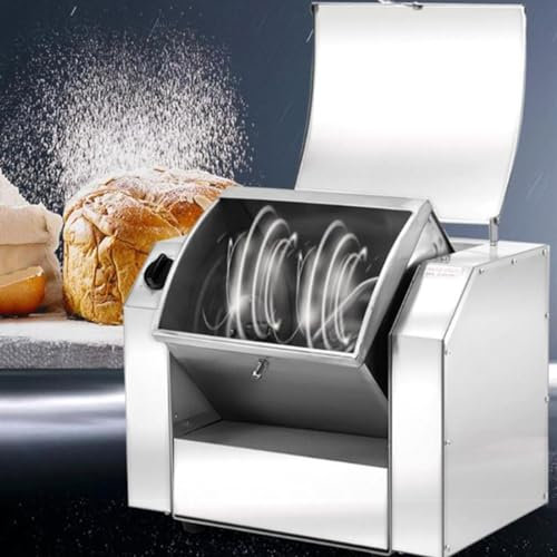 Commercial Stand Mixer Commercial Dough Mixer All Stainless Steel Pizza Dough Mixer,Dough Blender Kneading Machine,with 30/50/75/100KG/H Kneading and 90 Degree Tilt for Schools Bakeries Res