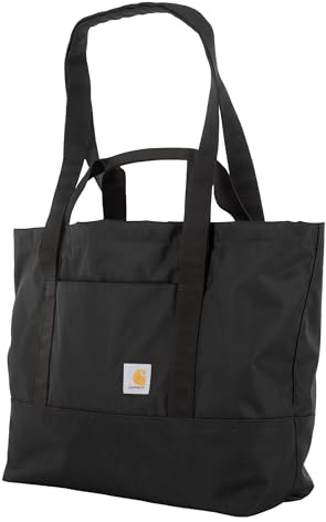 Carhartt Classic Vertical Open Tote Bag, Durable Water Repellent Material W/Hand and Shoulder Straps, Black, 32L