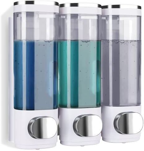 Seifenspender für die Wand, 3 x 300 ml, ohne Bohren, Seifenspender für Duschseife, Shampoo und Conditioner, Flüssigseifenspender für Küche, Bad, Hotel, Büro