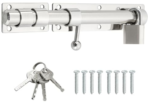 SAYAYO Slide Gate Latch Bolt Safety Door Lock with Padlock & 4 Keys 230MM