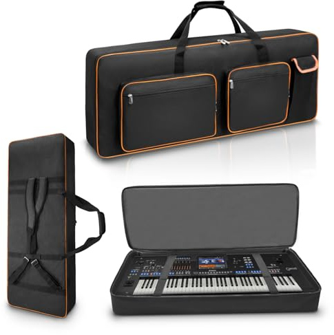 LIWSHWZ Keyboard-Tasche mit 76 Tasten, 10 mm Perl-Baumwolle, voll gepolsterte Tasche für Elektro-Piano-Tastatur mit Griffen, verstellbare Schultergurte, 117 x 45 x 14 cm, wasserdichte