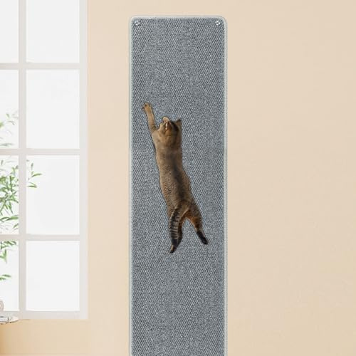 FHTONGE 71x15.8 in Kratzmatte Katze, Eindicken Kratzmatte Katze Wand Sisal Teppich Katzen, Kratzteppich Katzenkratzmatte für die Wandmontage Geeignet, Grau