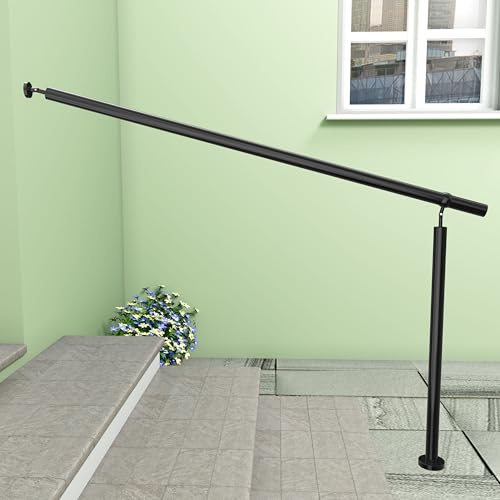 AICA Barandilla de escalera, Barandilla de entrada de acero inoxidable, ángulo de montaje ajustable, montaje en pared y suelo, para entradas, pasillos, interior y exterior, Negro, 150x95 cm