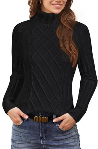 Newshows Jumpers for Women UK Turtleneck Ladies Cable Knit Long Sleeve Sweater Ribbed Soft Winter Pullover Tops