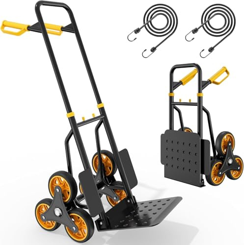 YITAHOME Foldable Stair Climber,Heavy Duty Sack Truck Height Adjustable Steel Stair Climber Trolley 150kg with High Grip Silent 6X φ15.2cm ig Industrial Wheels