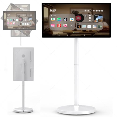 DPLXQPP Pantalla Inteligente Portátil con Base Estable Y Móvil,Pantalla IPS 1920x1080,Sonido Incorporado,para Salón,Dormitorio,Cocina Y Fiestas En El Exterior M2