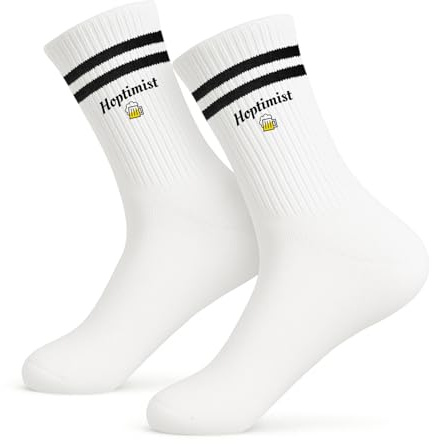 PIujsym Bier Socken Hoptimist Design - Biersocken mit Bierglas Motiv, Atmungsaktive & Bequeme Socken, Perfekt als Bier Geschenke für Männer, Passend für Oktoberfest, Alltag & Sport, Größen 37-46