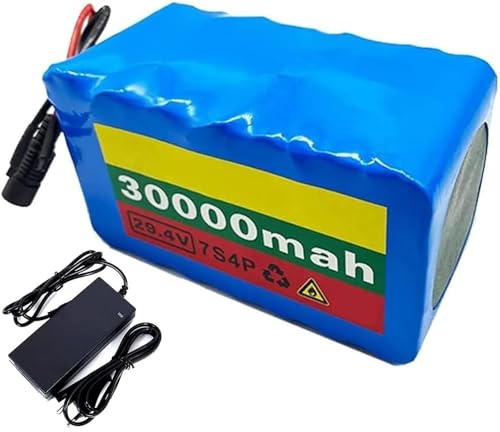 Batería E-Bike 24V 30Ah 7S4P Bicicleta Eléctrica Batería 24V 30000MAh para 50W 100W 200W 350W 400W 500W Motor Bicicleta Eléctrica Scooter con 20A BMS y Cargador
