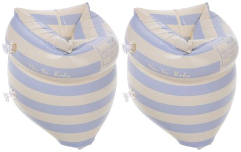 OFFSCH Flotadores de Brazo Inflables de PVC para Natación Adultos Diseño a Rayas Azul Par de 2 Unidades Accesorios de Natación Seguros y Cómodos para Hombres y Mujeres