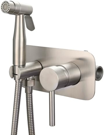 FQYEP Doccetta per Bidet Incassato Bidet per Wc Acqua Calda E Fredda Acciaio Inox,Spazzolato,Doppia Modalità
