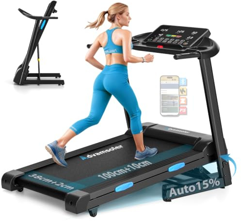 Laufband für Zuhause mit Automatischer Steigung 15% | Walking Pad bis 14 km/h, 3,0-PS-Motor, 12 Trainingsprogramme & Fitness App, Heimfitnessgerät bis 160 kg