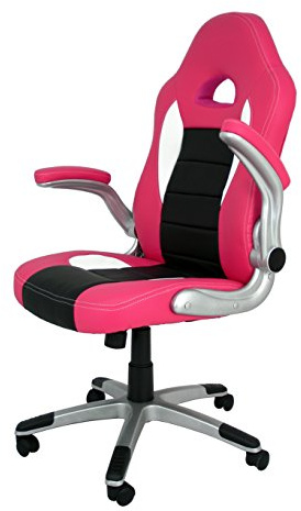 La Silla Española - Silla de Oficina o Estudio Estilo Gaming con reposabrazos, Respaldo tapizado y Base cromada con Ruedas deslizantes, Color Rosa y Negro, Modelo Sepulveda, 50x50x120 cm