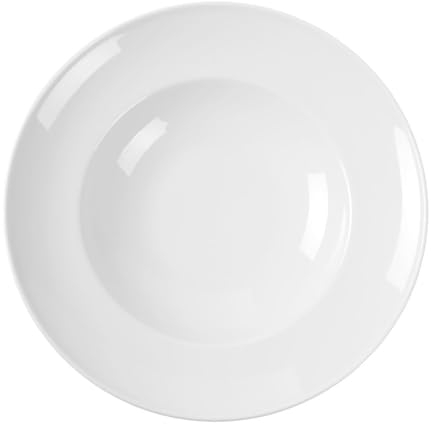 HENDI Assiette à pâtes, bords renforcés, émaillage de qualité, résistance aux impacts et à l'usure, convient à micro-ondes et lave-vaisselle, ø260mm, porcelaine blanche