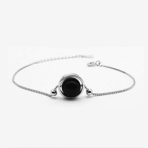 XINGYU Damen Infinity Tennis Armband, Sterling Silber Runde schwarzen und weißen Diamanten einstellbar Damen Armreif Hochzeit Engagement Birthstone Schmuck Geschenk, Black