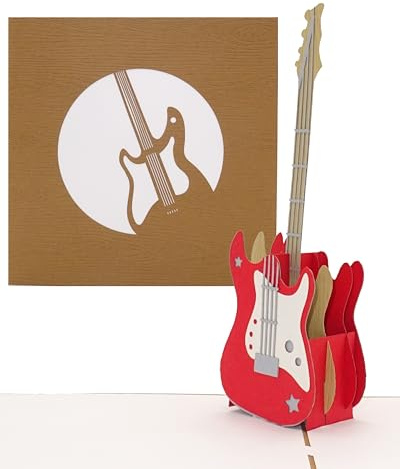 Pop-Up Karte „E Gitarre – Rock´n´Roll“ 3D Glückwunschkarte & Einladungskarte zum Konzert – Geburtstagskarte, Einladung und Geschenkgutschein