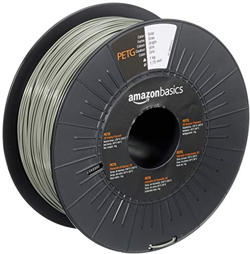 Amazon Basics 3D-Drucker-Filament aus PETG-Kunststoff, 1.75 mm, Grau, 1-kg-Spule