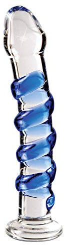 WSQIWNI Texturen Glas Dildo mit Blau Spirale (No 5)
