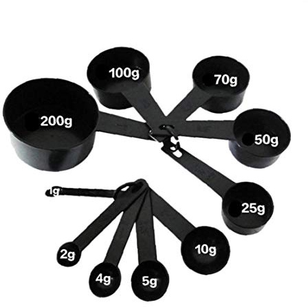 10Pcs / Set tasses à mesurer la couleur noire et cuillère mesure Scoop poignée silicone cuisine outil de mesure