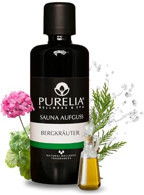 PURELIA Saunaaufguss Konzentrat Bergkräuter 100 ml natürlicher Sauna-aufguss - Reine ätherische Öle