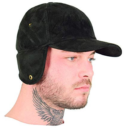 HatBee Winterbasecap mit Ohrenklappen Schwarz M/56-57