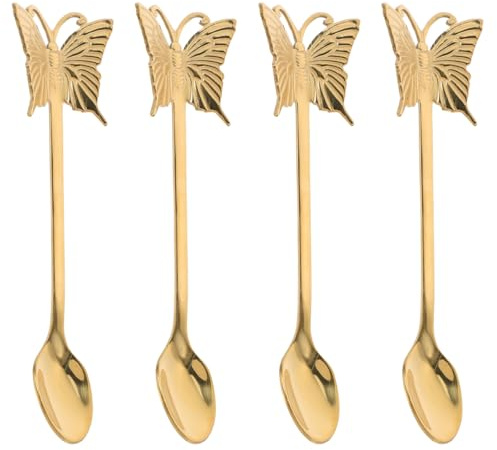 Cabilock Creative Butterfly Spoon Long Handle Stainless Steel Dessert Scoop Salad Spoon for Home Kitchen Coffee Tea Use