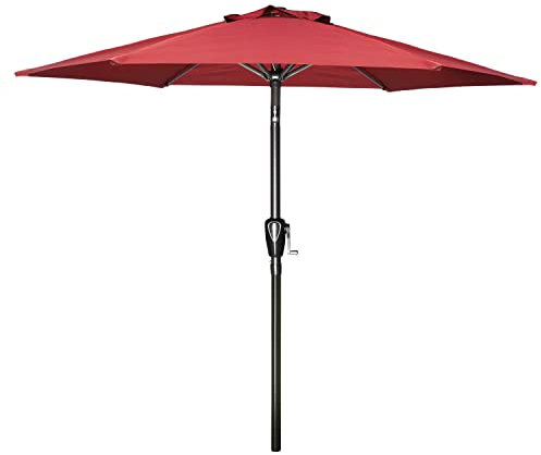 Simple Deluxe Parasol de terrasse avec bouton d'inclinaison, manivelle et 8 baleines robustes pour jardin, 2,7 m, rouge