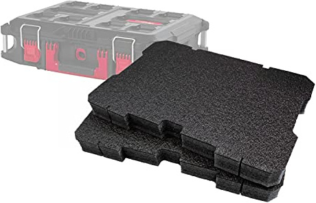 Shadow Foam Packout Toolbox Inserts – Fits the Milwaukee Packout Tolbox Box 2 & 3 [Black 50mm Twin Pack] Easy Peel Foam for Milwaukee Packout System | Power Tool Storage & Toolbox Organiser