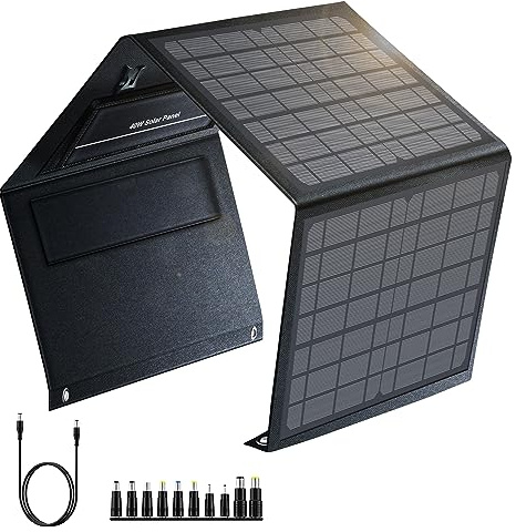 SinKeu 40W Portable Solar Panel, Foldable Monocrystalline for Generator | 3 Outputs, 18V DC/USB/Type-C PD30W, 3.3LB Light Weight Solar Charger for Phones, Power Banks, Power Station,Camping Trip