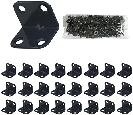 Winkelverbinder 24 Stück set,Metall 90 grad Kohlenstoffstahl(schwarz) | Schwerlast montagewinkel für Holz,holzverbinder,möbelwinkel,kleine winkel befestigungswinkel für Innen-und Außenbereich
