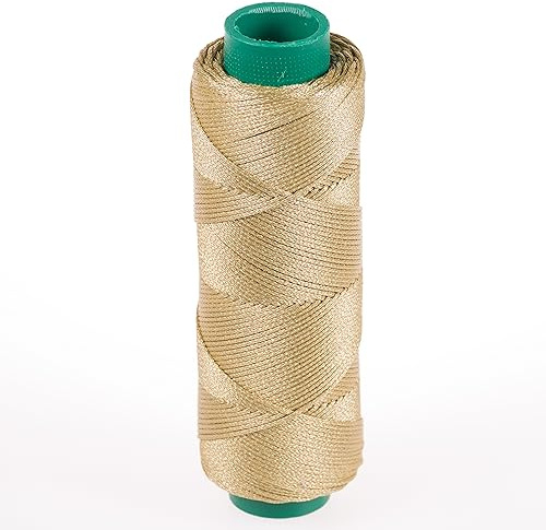 Shelver Cuerda dorada de 1 mm, hilo encerado metálico, cordel dorado, cordón para joyería, decoración, manualidades, trabajo de cuero, 100 m (oro claro)