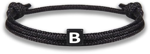 GD GOOD.designs Armband mit Buchstaben | Verstellbares Partnerarmband (14cm - 25cm) mit schwarz geflochtenen Seil