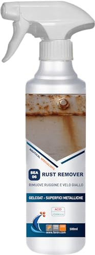 FAREN SEA 06 RUST REMOVER, Rimuovi Ruggine,Tracce di Corrosione e Velo Giallo da Gelcoat e Superfici Metalliche, Spray 500ml (1)