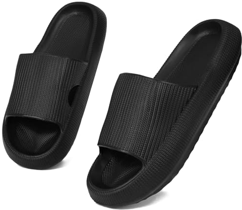 Geweo Ciabatte Donna Uomo Estive Comode Ciabatte Nuvola da Casa EVA Super Morbide Ciabatte Piscina Antiscivolo Pantofole Doccia Asciugatura Rapida Sandali da Mare Slippers Unisex Nero 42/43EU