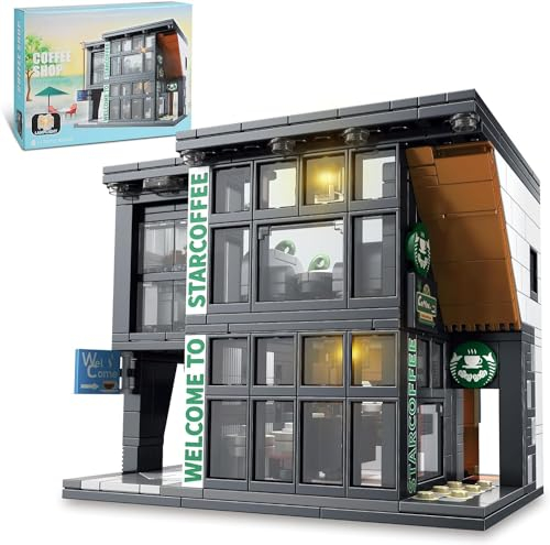 QLT QIAOLETONG City Café Haus klemmbausteine Architecture Baustein,Kompatibel Mit Lego Friends Haus Ideas Café-Geschäft Street View deko Geschenk für Erwachsene und Mädchen ab 6-16+ 581 pcs