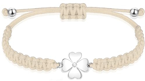 Johiux Kleeblatt Glücksbringer Armband für Damen Mädchen,Glücksbringer Prüfung Abitur,Geschenke für Frauen,Freundschaftsarmband,Abschiedsgeschenk Frauen Kollegen,Freundin Geschenk