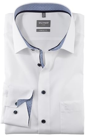 OLYMP Herren Oberhemd Langarm Hemd,einfarbig,Einfarbig,Comfort fit,New Kent,Weiss 00,50