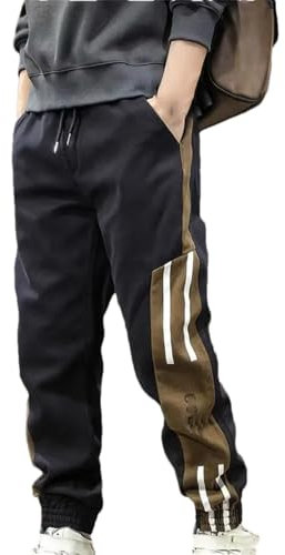 YTR6TW Herrenmode Reithose lose gespleißte Bürohose Herren Herbst Winter Kleidung Hosen, Schwarz , XXL