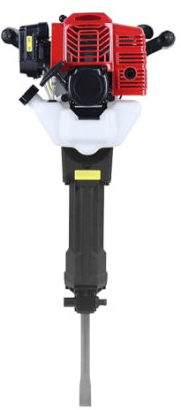 Petrol Demolition Hammer 2-Stroke 1900W Chisel Hammer 1500bpm Hand Pull Start Air-Cooling Hammer Drilling Machine with 1* Point and 1* Flat Chisel