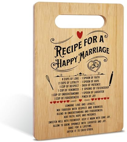 Tagliere in bambù per coppie, ricetta per un matrimonio speciale, regalo di fidanzamento per sposi, decorazioni per la casa e la cucina, 13