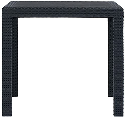Hovothy Garten-Esstisch Kunststoff-Gartentisch Teetisch Multifunktionalen Couchtisch für Terrasse Hinterhof oder Garten für Essen im Freien Gartenmöbelstück Eleganten Design Anthrazit 79x79x72 cm