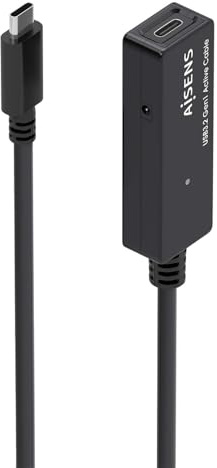 AISENS A107-0870 - Câble USB 3.2 Gen1X1 Rallonge avec amplificateur, USB-C/M-USB-C/H, Noir, 10 m