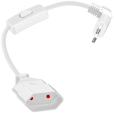 RIIEYOCA Cavo di Prolunga Euro Corto a 90 Gradi con Interruttore, da Spina Piatta Tipo-C a presa Euro Tipo-C, 2,5A/250V 0,75 mm² per Monitor, TV, Elettrodomestici (bianco)