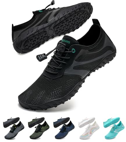 WateLves Wasserschuhe Badeschuhe Damen Herren Strandschuhe Schwimmschuhe Aquaschuhe Sommer Schnell Trocknend Surfschuhe Schwarz 37 EU