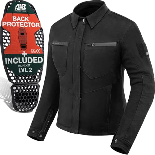 SHIMA Giro Jacket Motorrad Jacke Damen mit Protektoren AirForce Rückenprotektor Motorradjacke Schulter Protektor Ellbogen Textiljacke Stretch Schutzjacken Protektorenjacke (Frauen, Schwarz, XL)