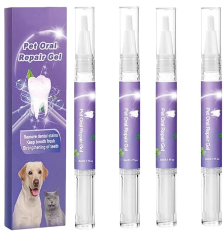 4PCS Pet Toothbrush Pen,Pet Oral Repair Gel Pen,Dog Tooth Cleaner,Dog Teeth Cleaning,Dogs Toothpaste for Tartar Removal,Dogs Teeth & Gums Health, Fresh Breath,Pets Oral Cleaning Gel for Brightening
