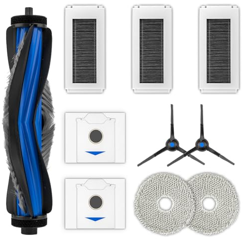 CHAIN PEAK (10 Pack) N30 Omni Replacement Parts Accessories Kit for ECOVACS DEEBOT N30 Omni, N30 Pro Omni Robot Vacuum, 1 Roller Brush,2 Side Brushes, 2 Dust Bags, 3 HEPA Filters, 2 Mop Pads