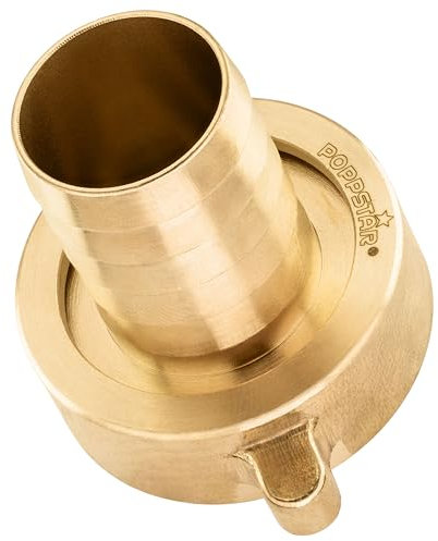 Raccordo per tubi flessibili Poppstar filetto interno 1 1/4 di pollice in ottone (incl. dado di raccordo con guarnizione piatta) su beccuccio per tubi flessibili 1 pollice (25 mm)