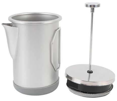 Pwshymi 1000ml de de Prensa Francesa, Tetera de café de Acero Inoxidable Portátil de Acero Inoxidable para Acampar, Conjunto de 1 (Plata)