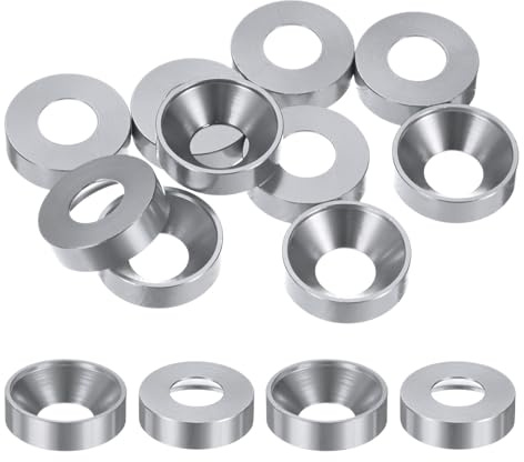 M METERXITY 10 Pcs Rondelle Di Finitura M8 A Testa Svasata, Diametro Foro 0.31/8mm Lega Di Alluminio Rondella A Coppiglia Per Testa Vite Per Parti Industriali [Color Argento]