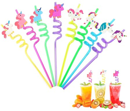 virkwuy 8 Pezzi Cannucce Plastica, Cannucce Plastica, Cannuccia per Bambini, per Bere Tutti I Giorni, Bambini e Decorazione di Partito, Adatto per Tutte le Dimensioni di Tazze e Bottiglie